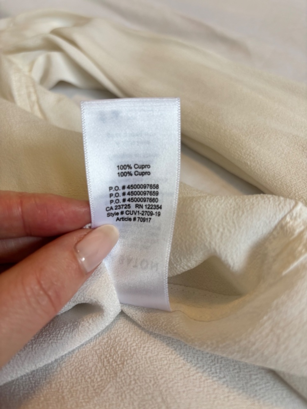 Aritzia Babaton 100% Cupro Blouse | Ivory Long Sleeve Tunic Top | XS - Picture 5 of 5